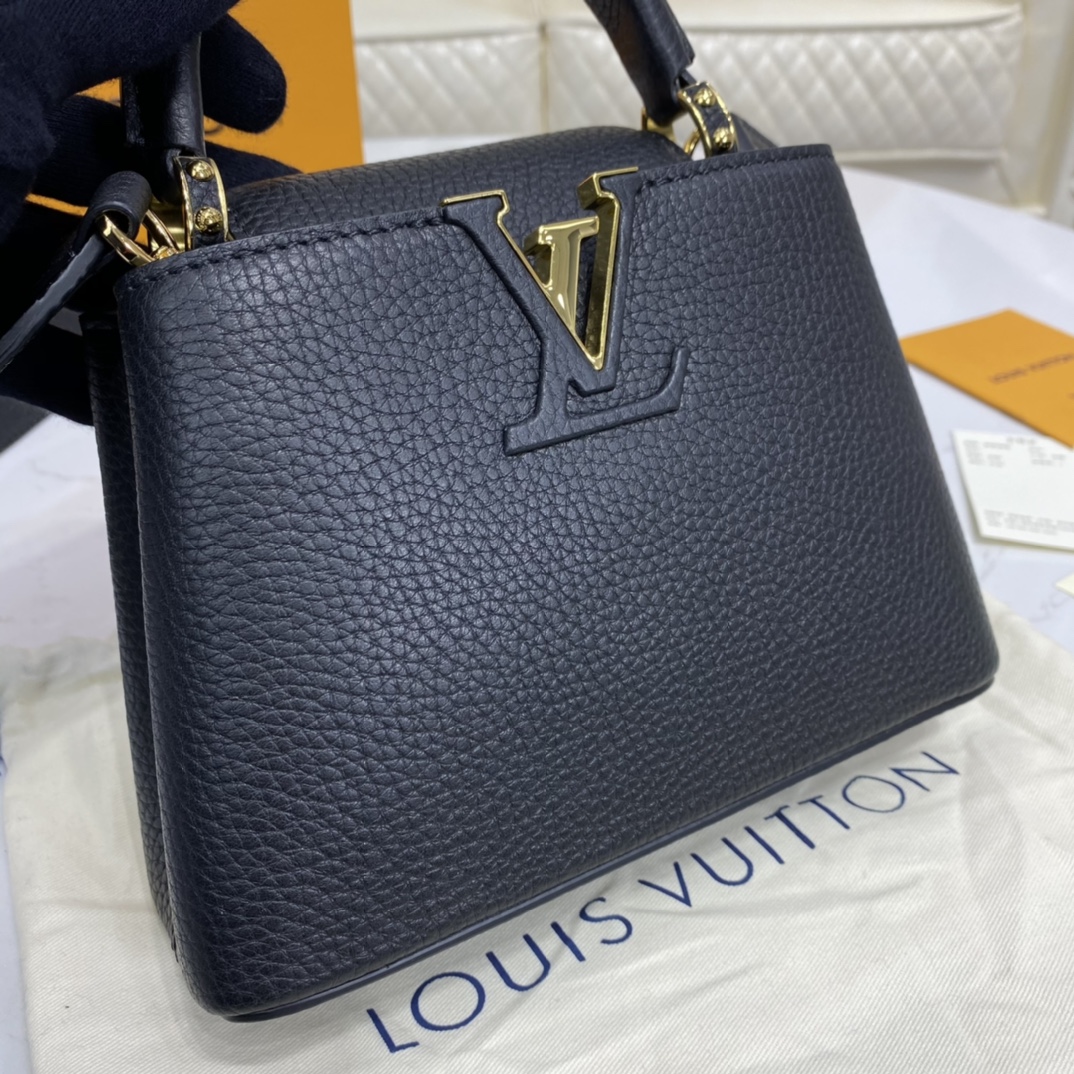 Louis Vuitton CAPUCINES MINI Taurillon Leather Bag M56071 Black